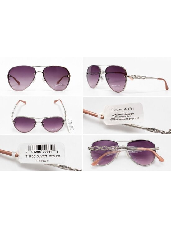 Tahari Accessories - Tahari Women's Aviator Sunglasses Silver Purple Gradient Rhinestone Temple NWT U